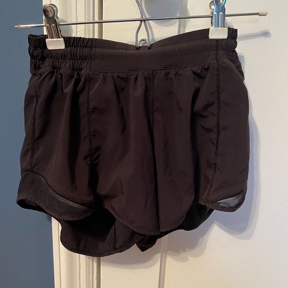 Black lululemon hotty hot shorts. 4 inches long